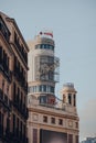 View of Edificio Capitol on Gran Via, Madrid, Spain, selective focus