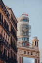 View of Edificio Capitol on Gran Via, Madrid, Spain, selective focus