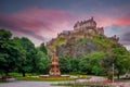 view on Edinburgh Castle from Princes Street Gardens, Scotland, United Kingdom