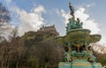 A view of Edinburgh Castle from the Princes Street gardens in Edinburgh  Scotland Royalty Free Stock Photo