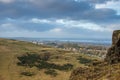 View of Edinburgh`s Calton hill from Arthur`s seat Royalty Free Stock Photo