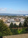 view of Edinburgh, Scotland Princes Street Gardens and Queen Street Gardens Firth of Forth flowing into the Water of Leith from