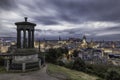 View of Edinburgh skyline from Calton Hill monument and landmark in Edinburgh downtown, Scotland, United Kingdom Royalty Free Stock Photo