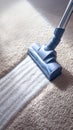 view Efficient cleaning Cordless vacuum leaves clean stripe on living room carpet