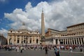 A view of the Egyptian obelisk and St. Peter's Basilica in Saint Peter's Square (Piazza San Pietro) Royalty Free Stock Photo