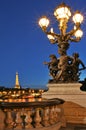 View on Eiffel Tower from Alexander the III bridge.