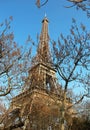 View of the eiffel tower in cloudy day, paris france Royalty Free Stock Photo