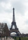 view of the eiffel tower in cloudy day, paris france Royalty Free Stock Photo