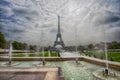 View of Eiffel Tower through the Fountain of Trocadero Gardens in Paris, France Royalty Free Stock Photo