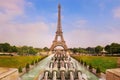 View of the Eiffel Tower from Trocadero gardens, Paris