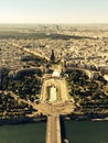 Paris, France - Trocadero, Palais du Chaillot and La Defense, as seen from Eiffel Tower, tinted