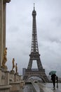 View of the Eiffel Tower in Paris in a rainy day, Paris, France Royalty Free Stock Photo