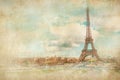 Eiffel Tower. Retro styled background