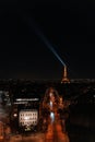 view of the eiffel tower from the top of the world tower at night