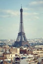 View on the Eiffel Tower from Triumphal Arch. France, Paris Royalty Free Stock Photo
