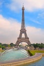 View of the Eiffel Tower from Trocadero gardens, Paris