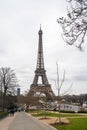 View at Eiffel Tower in Winter, Paris, France Royalty Free Stock Photo