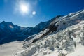 View from Eiger north wall at Grindelwald in the Bernese Alps in Switzerland - travel destination in Europe Royalty Free Stock Photo