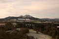 view of Eildon Hills from Scotts View in winters frost