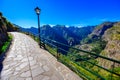 View from Eira do Serrado to Curral das Freiras village in the Nuns Valley in beautiful mountain scenery, municipality of CÃÂ¢mara Royalty Free Stock Photo