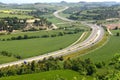 View of the ,Eix Transversal de Catalunya ,motorway from Montfalco Murallat, Royalty Free Stock Photo