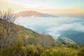 Catalan farmershouse with Montseny massif evening