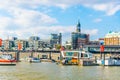 View of the elbe riverside in the old port of Hamburg, Germany Royalty Free Stock Photo