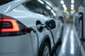 View of an Electric Car Charging Column and in the background a partial view of a car Royalty Free Stock Photo