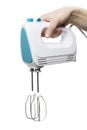 Electric food mixer in hand on white background Royalty Free Stock Photo