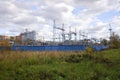 View of electric power substation in Butakovo district of Khimki, Russia.