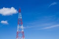 View of electricity pylon against a clear blue sky. Royalty Free Stock Photo