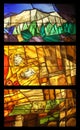 View the elements of life, detail of stained glass window in Benediktbeuern Abbey, Germany