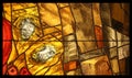 View the elements of life, detail of stained glass window in Benediktbeuern Abbey, Germany