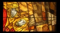 View the elements of life, detail of stained glass window in Benediktbeuern Abbey, Germany