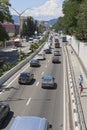 View from the elevated pedestrian crossing on Lenin Street Adler, Sochi