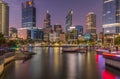 View of Elizabeth Quay at sunset, Perth