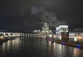 View of the embankment of Moscow River. Moscow at night. Royalty Free Stock Photo