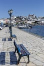 On the embankment of the town of Gavrio island Andros, Greece