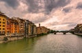 View of the embankment of the River Arno in Florence