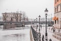 View of the embankment of the River in winter, Stockholm, Sweden Royalty Free Stock Photo