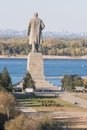 View of the embankment, and a statue of Lenin in the Krasnoarmeysk district of Volgograd