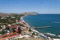 View of the embankment and the Sudak Bay. Zander. Crimea Royalty Free Stock Photo