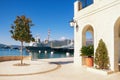 View of embankment of Tivat city on a sunny autumn day. Montenegro Royalty Free Stock Photo