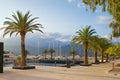 View of embankment of Tivat city and yacht marina of Porto Montenegro on autumn day. Montenegro Royalty Free Stock Photo