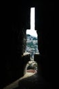 The view through the embrasure in the fortress wall of Jerusalem Royalty Free Stock Photo