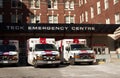 View of Emergency Department `Teck Emergency Centre` at St Paul Hospital with ambulance vehicles near the entrance