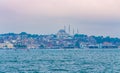 Istanbul skyline and Bosphorus strait on cloudy spring day Turkey