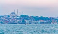 Istanbul skyline and Bosphorus strait on cloudy spring day Turkey Royalty Free Stock Photo