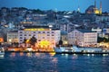View from Eminonu / Golden Horn at night. Royalty Free Stock Photo