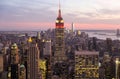 View of Empire State Building & Manhattan skyline, Manhattan, New York, USA Royalty Free Stock Photo